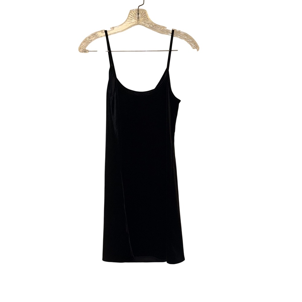 Brandy Melville Slip Dress Womens One Size Black Velvet Polyester Elastane - Picture 3 of 5